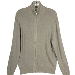 Inis Meain 100% Linen Zip Sweater Taupe Knit Ireland Lightweight Luxury Sz Men L